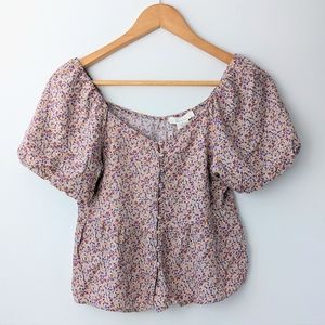 Urban Romantics Floral Puff Sleeve Crop Top